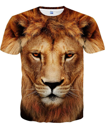 Laidipas Poleras Unisex De León Cool 3d Animal Graphic Cam