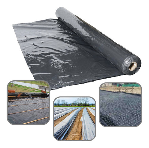 Rollo De Plastico Polietileno Negro De 3mts X 120mts Cal.600