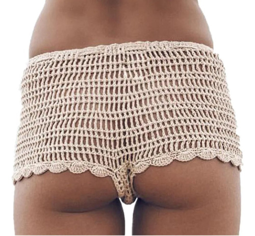 Traje De Baño Malla Mujer Short Crochet Arriba De La Malla