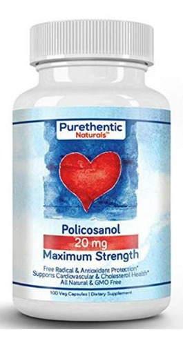 Policosanol 20mg, 100 Vcaps, Purethentic Naturals (1 Botell