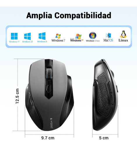 TERPORT Mouse Inalámbrico Ergonómico USB Con Reposapulgar, 4000Dpi Con 5 Niveles Ajustables, 6 Botones, Inactivación Inteligente, Mouse Ergonómico Para Trabajos F30-G