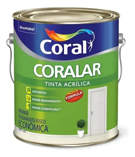 Tinta Acrílica Coral Fosca Anti Mofo 3,6l Base Água Oceano Fosco