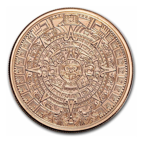 1 Onza Cobre  Calendario Y Pirámide Azteca