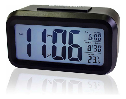 Reloj despertador digital Chronos, calendario de escritorio alto, color negro, pila AAA