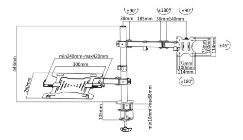 Imagem 2 de 2 de Suporte Brasforma SBRM715 de mesa para TV/Monitor de 13" até 27" preto