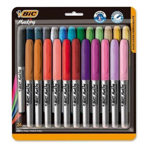 Marcador Bic Permanente Con Grip Marking X24 Colores