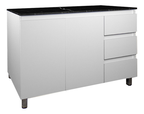 Cocina Integral Completa Decomobil Premium Minimalista Color Blanco - Mármol Negro