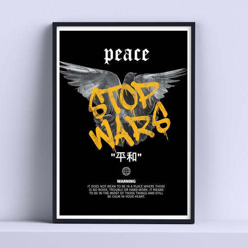 Cuadro Peace Stop Wars Decorativo 30x40cm Con Vidrio