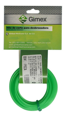 Hilo Para Desbrozadora 2mm (.080) 15m Verde
