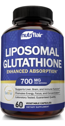 Liposomal Glutathione 700mg (60 Cápsulas) Nutriflair Sabor Sin Sabor