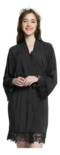 Camisón De Novia De Algodón Para Mujer, Bata De Encaje