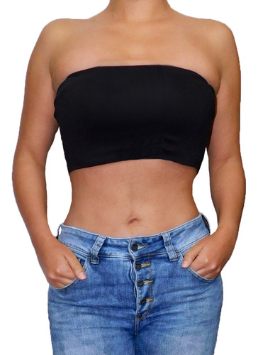 Crop Top Strapless Básico Sin Mangas Moda Casual Juvenil