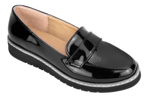Zapato Mujer Cerrado Charol Negro Cómodo Modernos 2122-cn