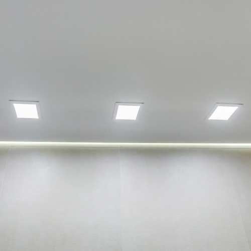 Kit 10 Painel Plafon Led 18w Quadrado Embutir Frio Luminári
