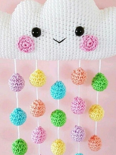 Imagem 1 de 1 de Móbile Nuvem Amigurumi Croche Chuva De Bênção Quarto Nuvem