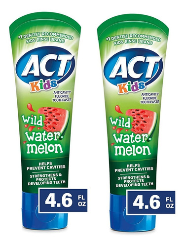 Act Kids Pasta Dental Para Ninos Sabor Chicle Set 2 Piezas