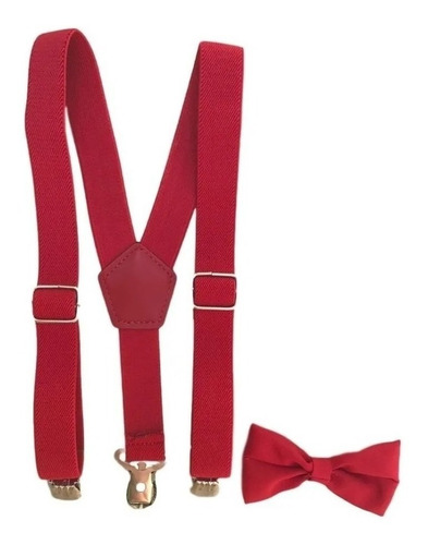 Kit Suspensório E Gravata Borboleta Infantil Cores Cor Vermelho
