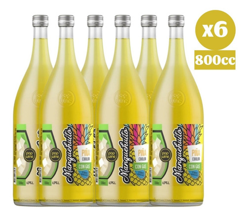 Pack 6x Manquehuito Pop Wine Piña Cooler 800cc Terremoto