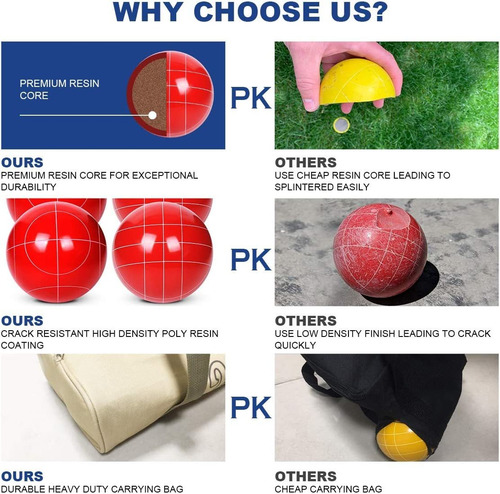 Vssal Bocce Balls Sets 90mm For Family Backyard Bocci Gam...