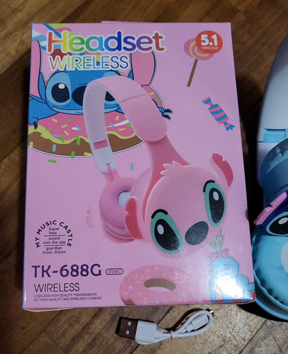 Auriculares De Niños Stitch.mario Bross .hombre Araña Inal Rosa