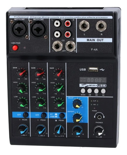 Mezclador Audio Usb Estéreo 4 Canales Karaoke Escenario
