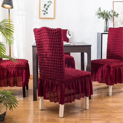 6 Pzas Fundas Elástica Protectora De Silla Comedor Beige Geométrico