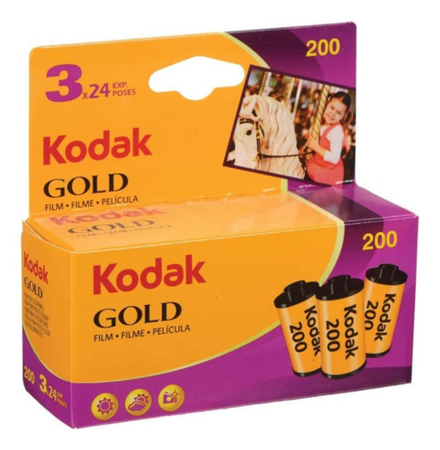 3 Rolos Kodak Gold 200 35 Mm 24 Exposure Por Rolo