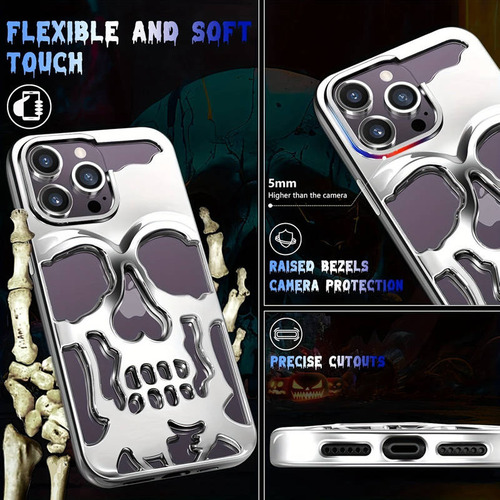 Capa Para iPhone Da Série Particular, Caveira Galvanizada,