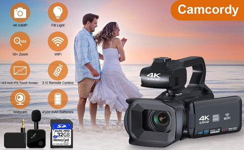 Cámara De Vídeo 4k De 64mp, Videocámara Para Youtube,