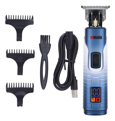 Maquina De Cabelo Wmark Ng 319 Azul Acabamento Profissional