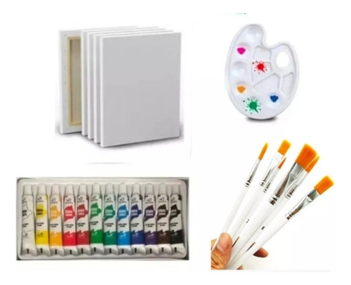 Set De Pintura Arte Kit Para Pintar Bastidor Acrílicos Oleo