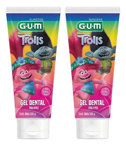 Gum Combo Gel Dental Infantil Trolls 100 Grs 2 Unidades