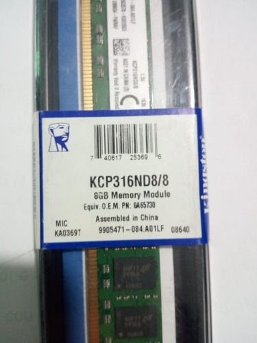Memoria Ram Ddr3 8 Gb 1600 Mhz Kingston