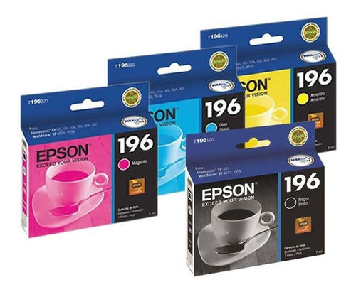 Imagen 10 de 10 de Cartucho Epson 196 Combo Original Xp401 411 Neg+ama+mag+cyan