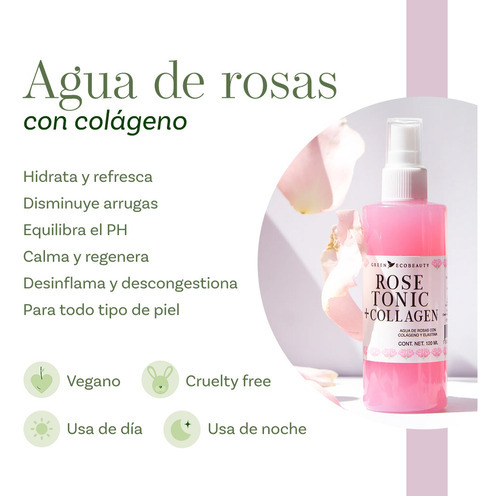 Tónico Facial De Agua De Rosas Con Colágeno - Rose Tonic Tipo de piel Normal