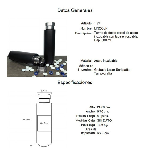 Imagen 6 de 10 de Termo De Tapa Enroscable Doble Pared Acero Inox 500 Ml