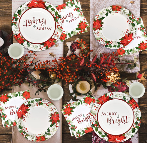 Juego De Vajilla De Pascua De Navidad, 24 Platos Llanos De 9