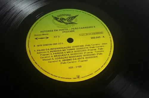 Disco de vinil Peão Carreiro e Praense- Autores em Dueto - Vinil Records