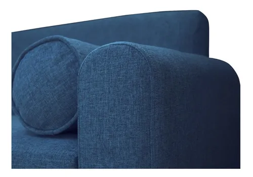 Sofá Meli 3 Cuerpos Chenille Tipo Lino Azul