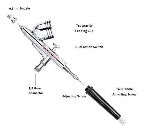 Aerografo Profesional Mini Compresor Kit Aerografia Nasedal