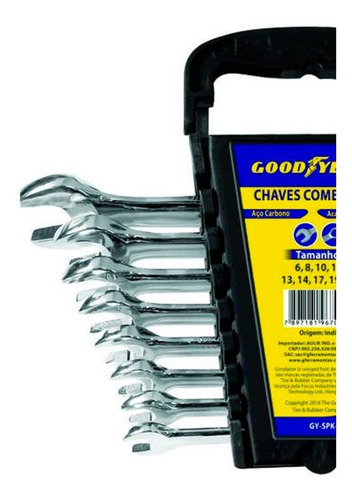 Imagem 2 de 5 de Jogo De Chaves Combinadas 6-19mm 8 Peças Gyspk5020 Goodyear
