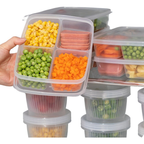 Contenedor De Comida Para Nevera De 10 Piezas, 4 Compartimen