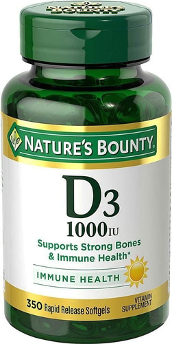 Vitamina D3 1000iu Nature's Bounty 350 Capsulas Blandas