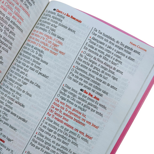Biblia Rc Com Harpa 774 Hinos Letra Extra Gigante Texto Colorido Capa Luxo Rosa Claro Com Indice Lateral