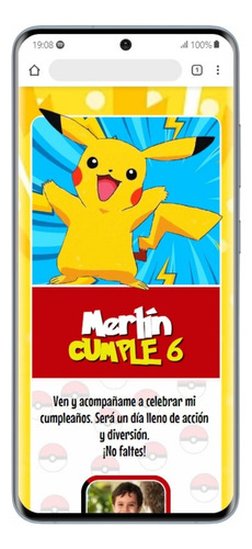 Tarjeta Invitacion Digital Pokemon Confirmacion Audio Mapa