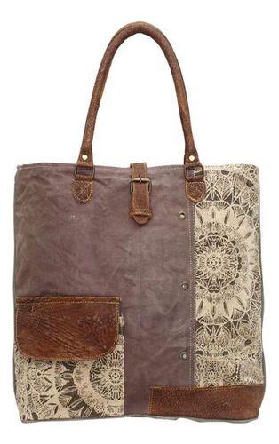 Myra Bags Bolso Tote De Lona Reciclado Con Lado Floral S-073