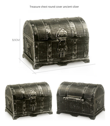 Cofre Redondo De Bronce, 14 X 11 X 10 Cm, Diseño Pirata Chap
