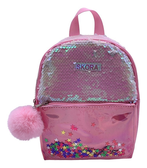 va a decidir Críticamente Superioridad Mochila Niña Nena Rosa Frente Lentejuelas Estrellitas 10 Pul