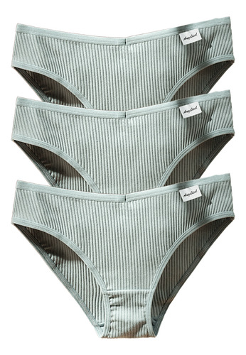 Pack X3 Bragas Algodón Verde Transpirable - Mujer