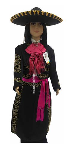 Imagen 1 de 2 de Traje De Charra Negro Con Dorada Completo Para Niña